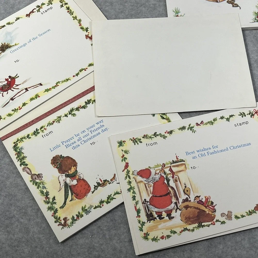 Vintage Old Fashioned Christmas Postcards Holiday Pads Made USA Snow‎ Scene READ